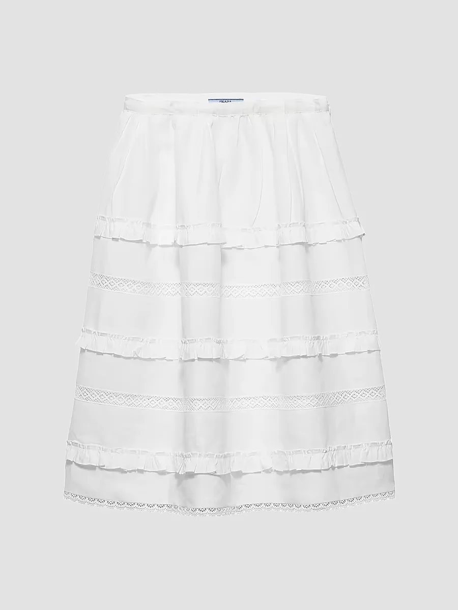 Embroidered Linen Skirt by Prada