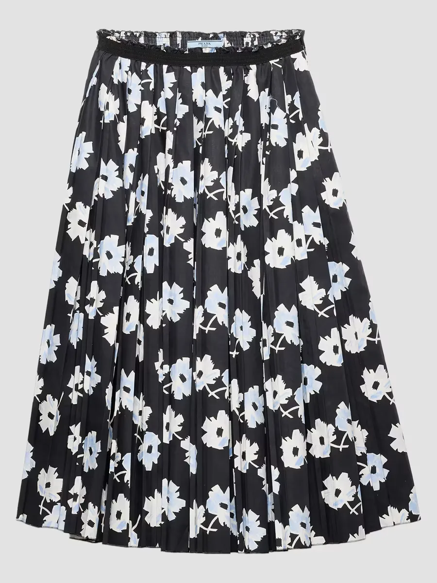 Pleated Poplin Skirt