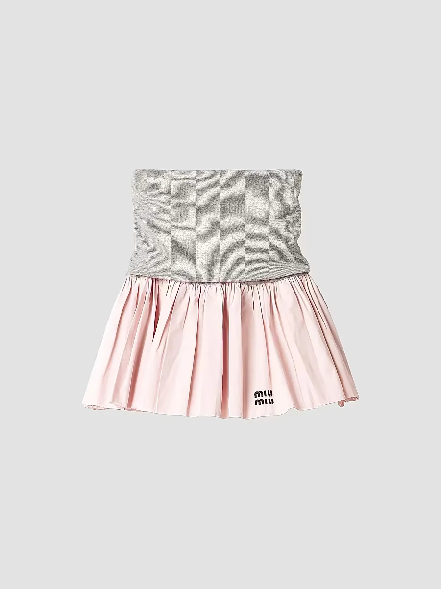 Jersey and Poplin Skirt by Miu Miu