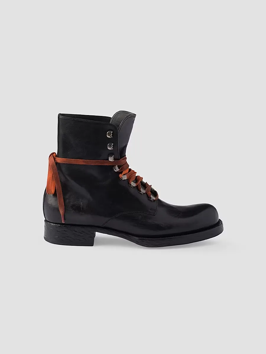 Leather Laced Booties by Prada