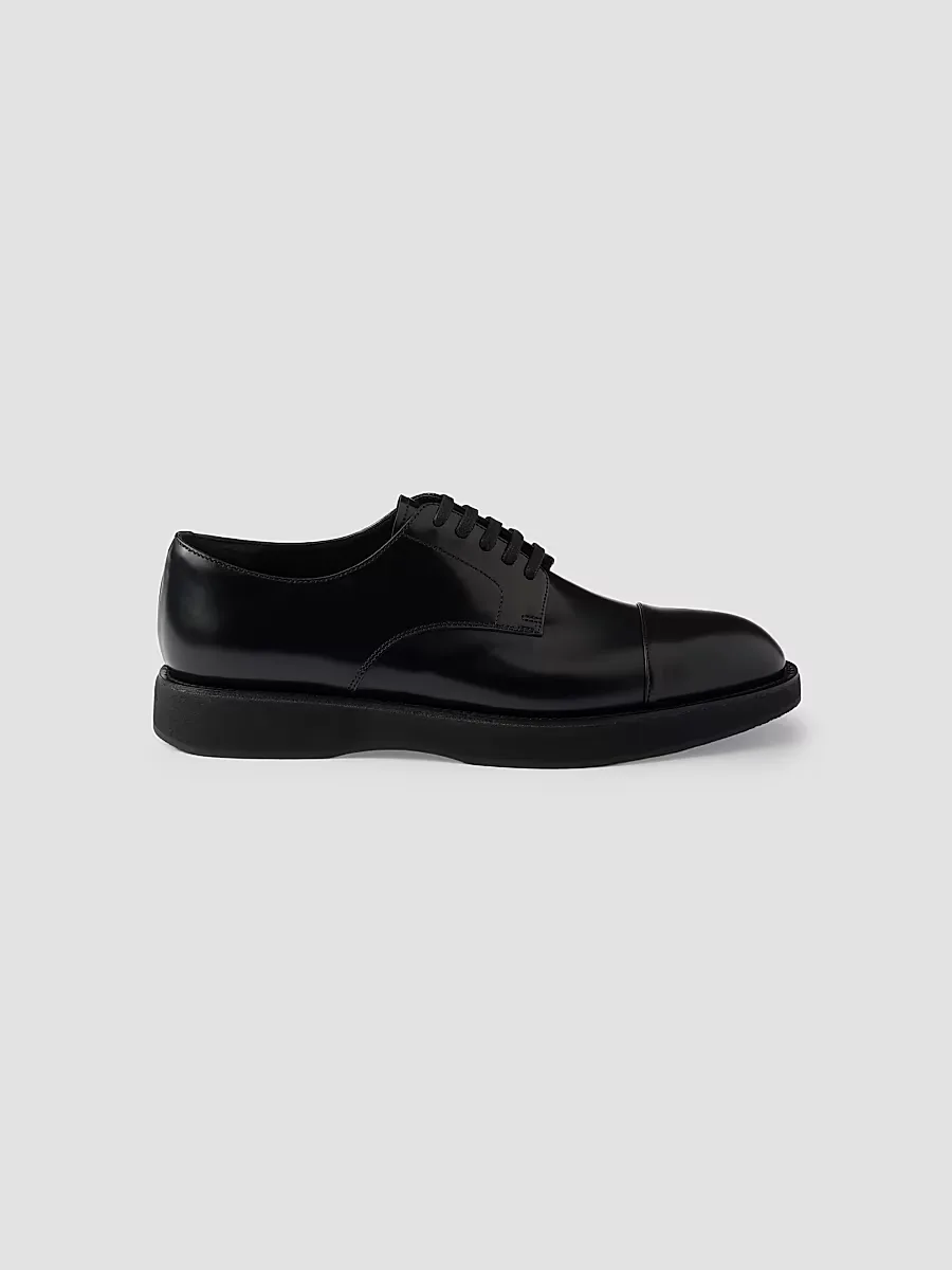 Brushed Leather Lace-Up Shoes