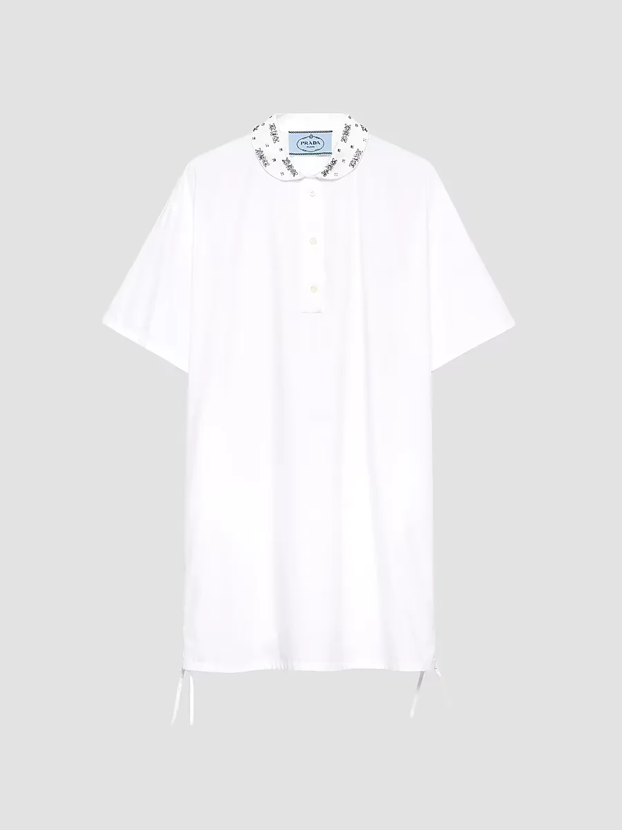 Embroidered Poplin Mini-Dress by Prada