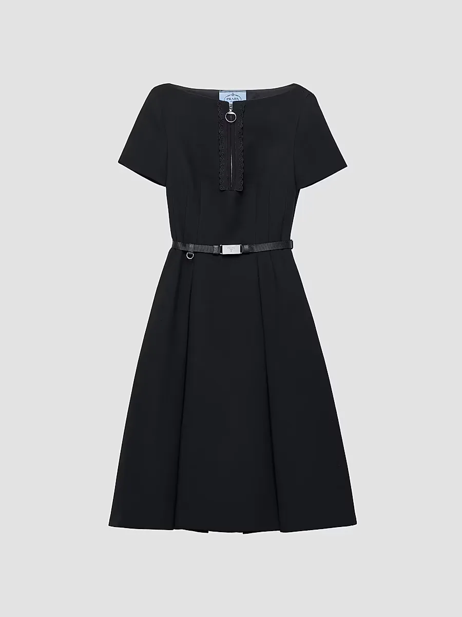 Embroidered Natte Fabric Dress by Prada