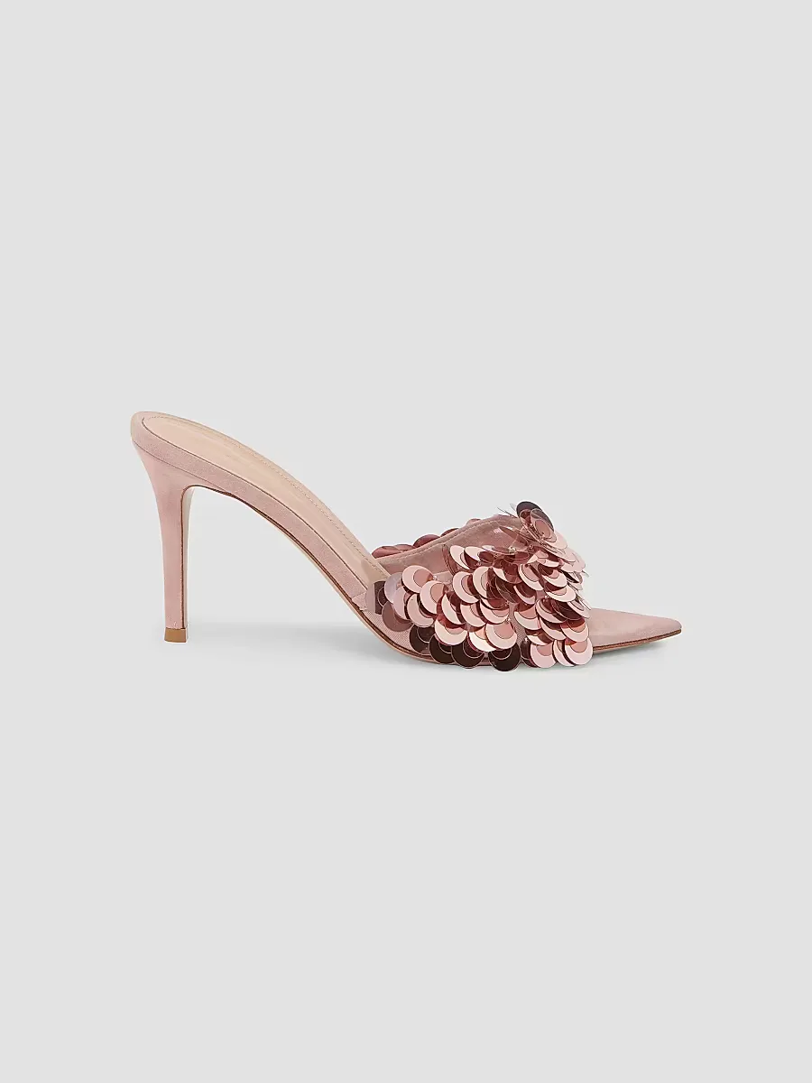85MM Pailette-Embellished Suede Stiletto Mules by Gianvito Rossi