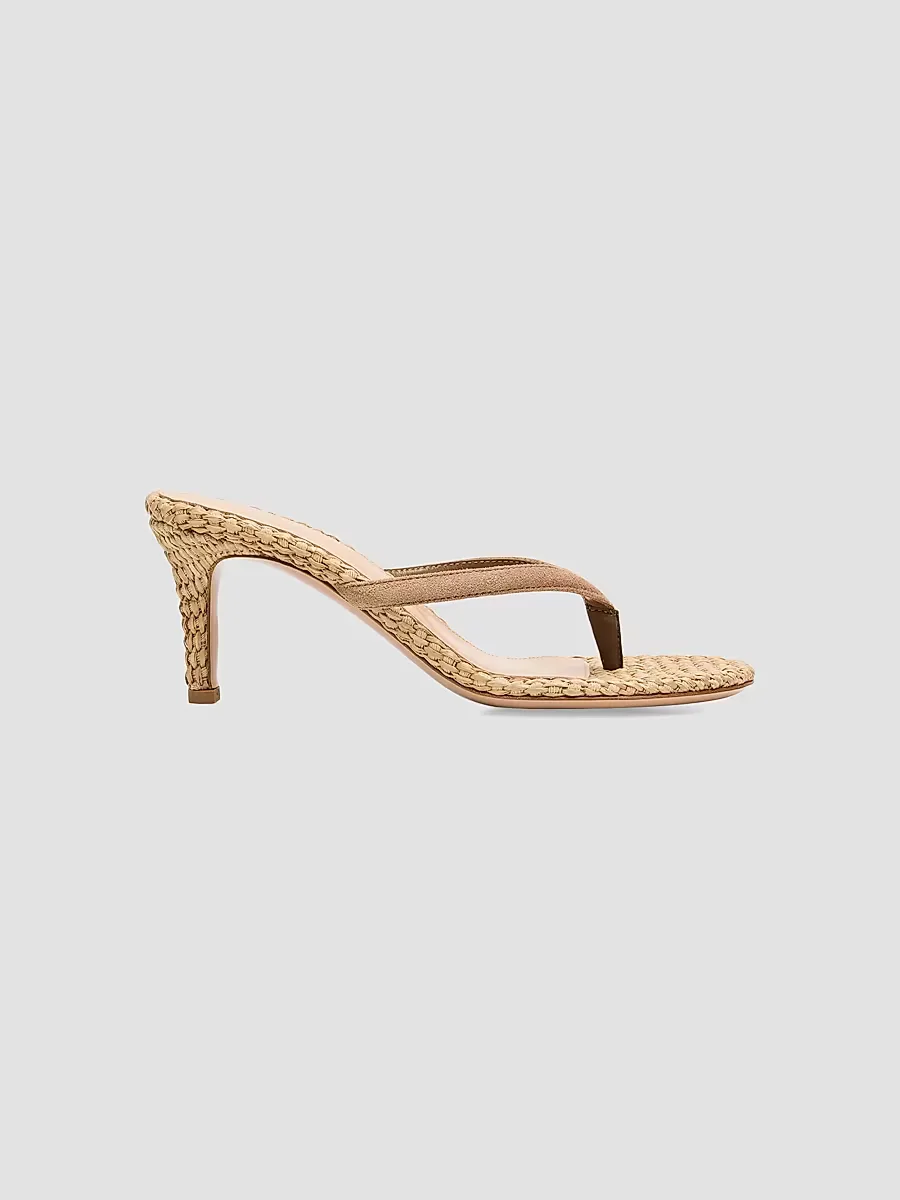 Calypso 80MM Suede & Raffia Sandals by Gianvito Rossi