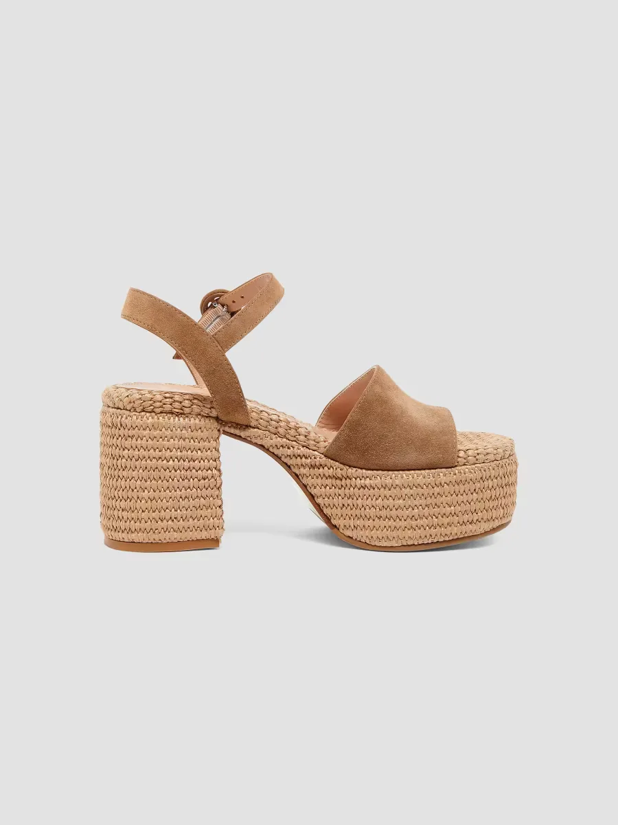 Carol Marbella Suede & Raffia Platform Sandals