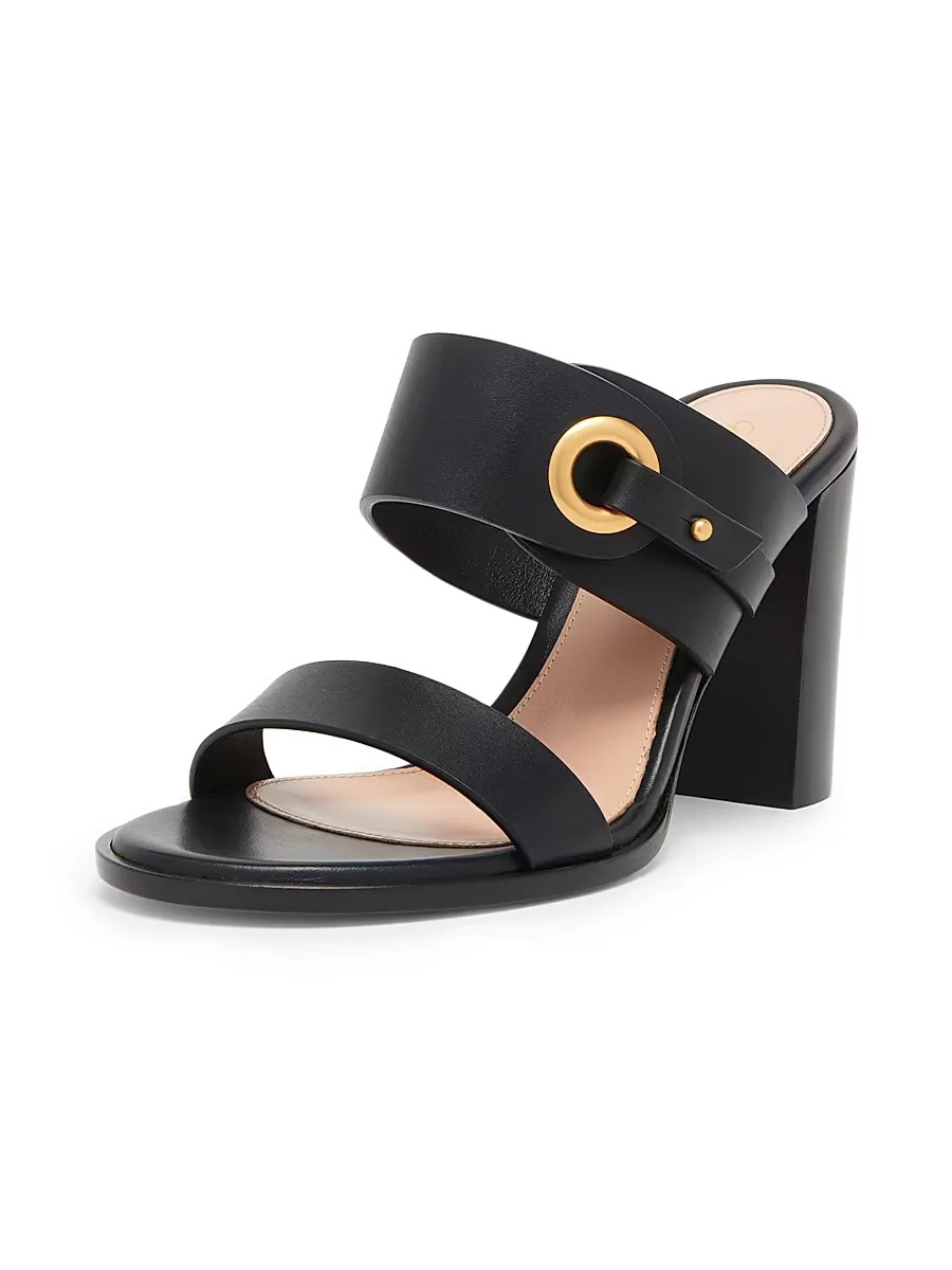 Leather 85MM Block-Heel Sandals by Gianvito Rossi