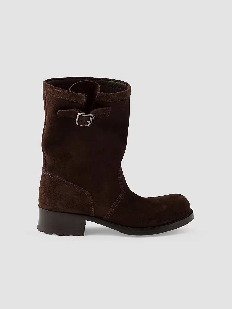 Suede Mid-Calf Boots by Prada