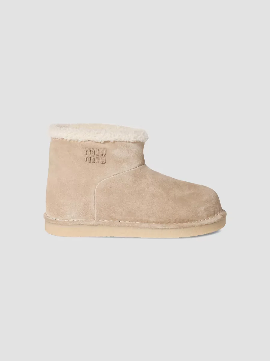 Suede and Shearling Booties by Miu Miu