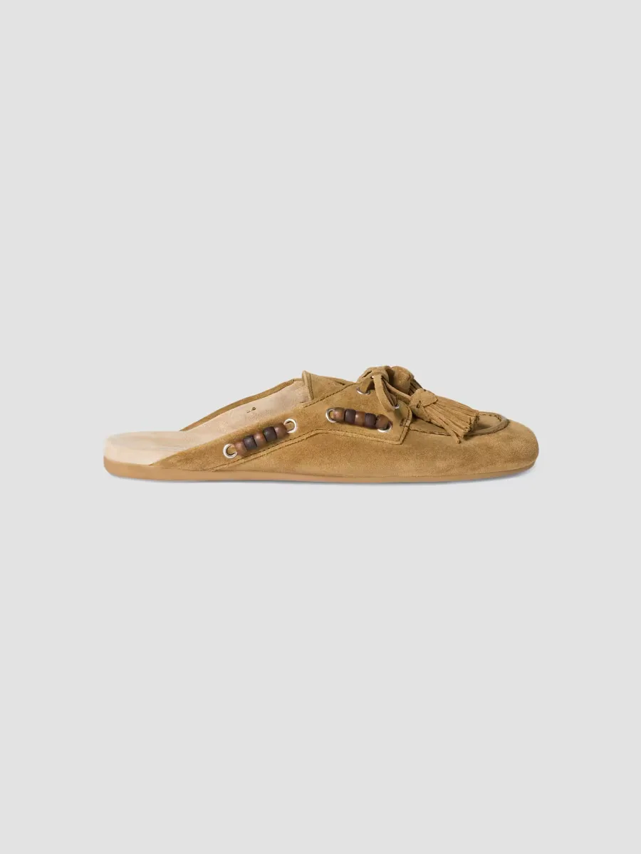 Suede Leather Mules by Miu Miu