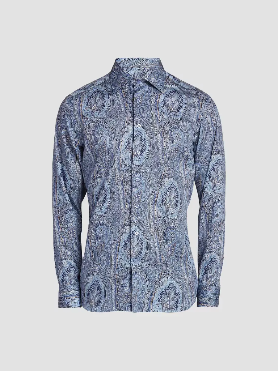 Paisley Cotton Button-Front Shirt
