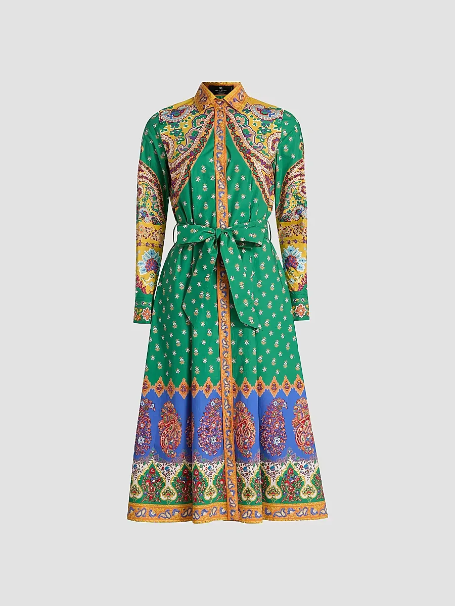 Printed Cotton Belted Shirtdress by ETRO