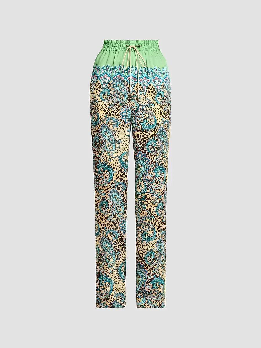 Animal Paisley Silk-Cashmere Drawstring Pants by ETRO