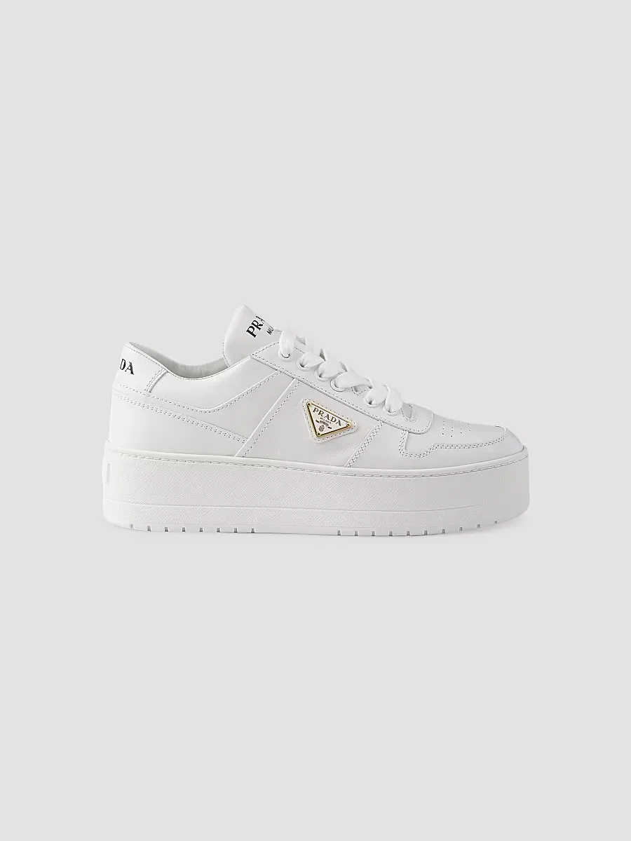 Downtown Bold Leather Sneakers by Prada