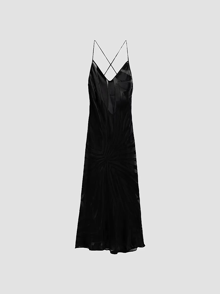 Burnout-Striped Midi Dress by Roberto Cavalli