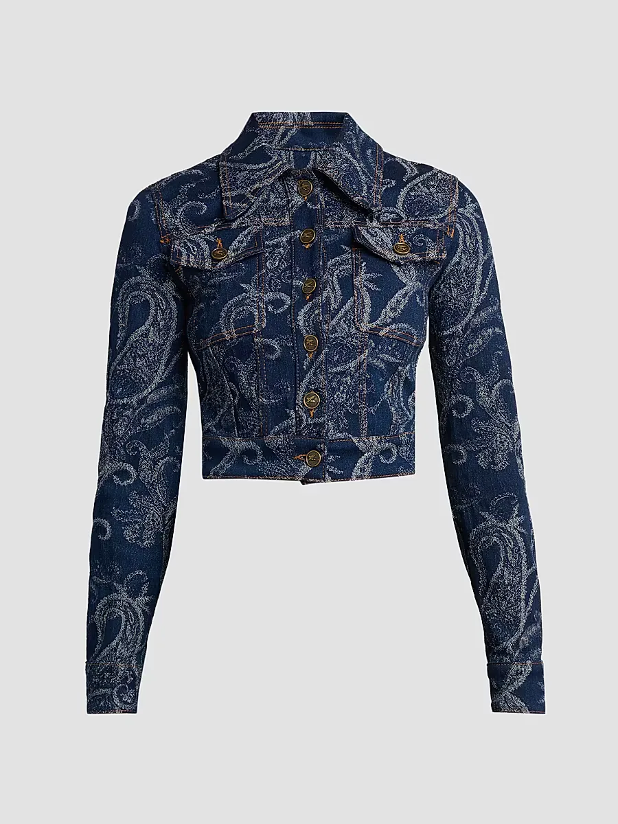 Paisley Cotton-Blend Crop Denim Jacket by ETRO