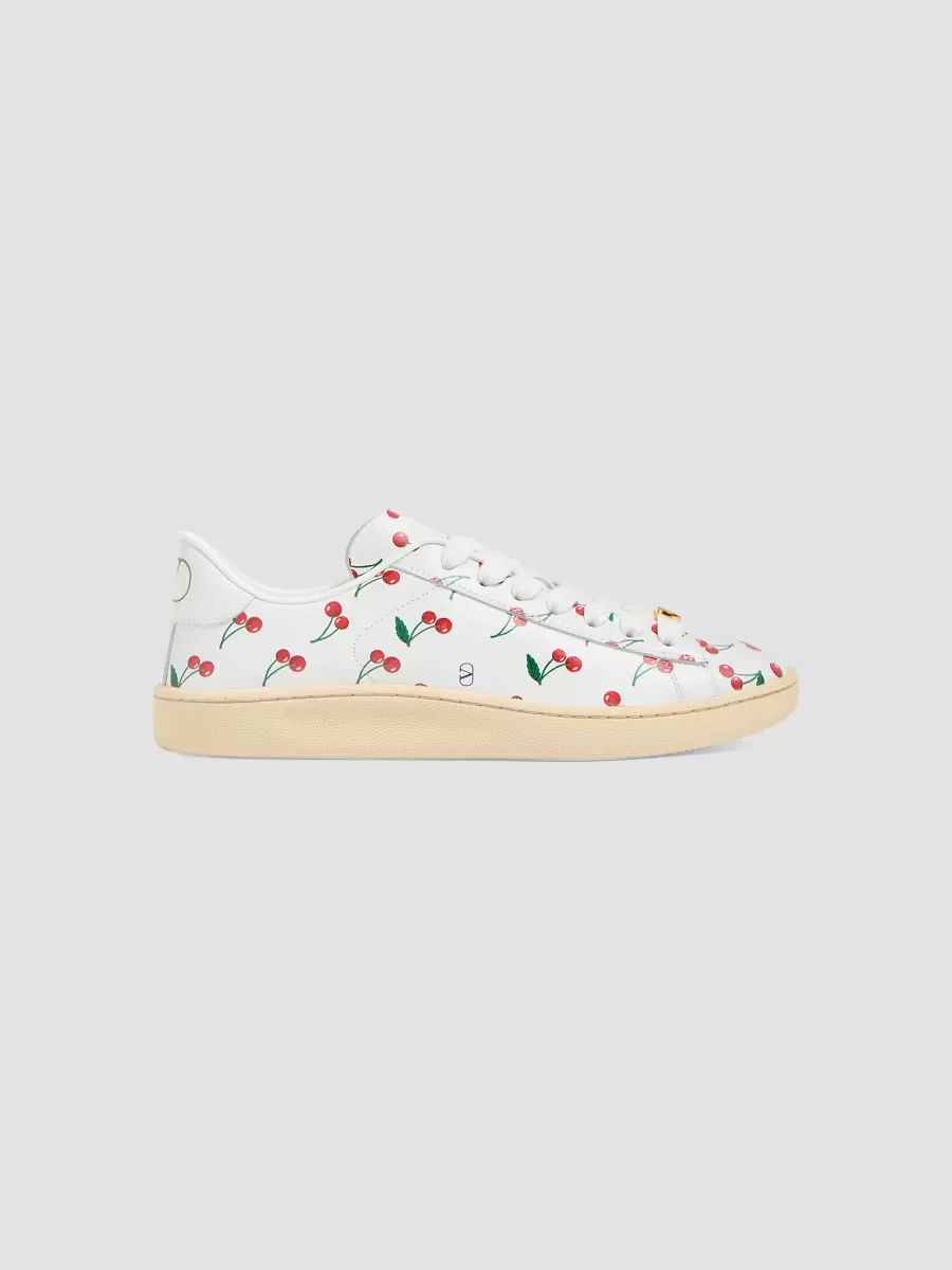 Royco Sneakers in Nappa Calfskin with Cherryfic Pattern by Valentino