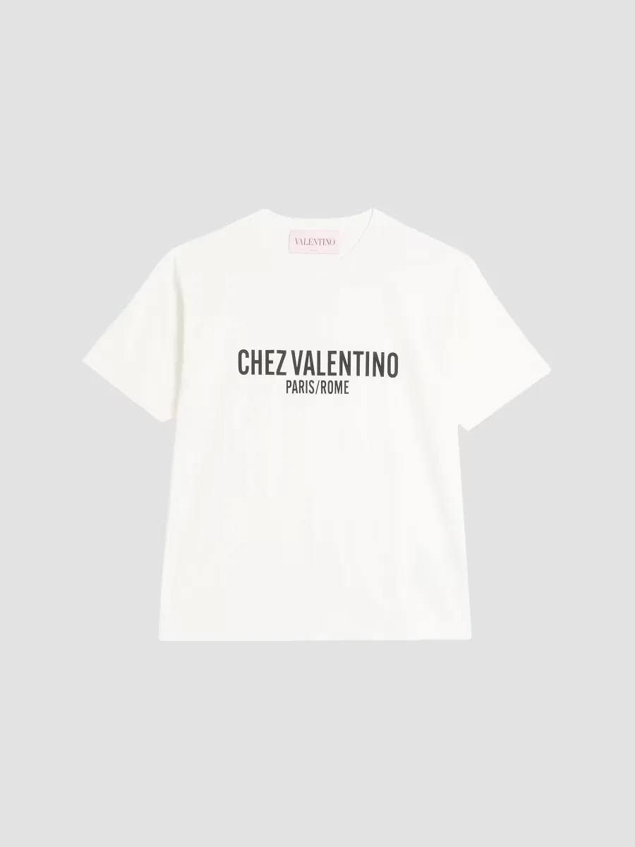 Cotton T-Shirt with Chez Print by Valentino