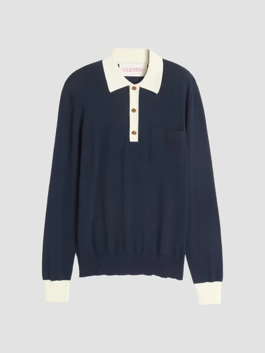 Long-Sleeved Cotton Polo Shirt by Valentino