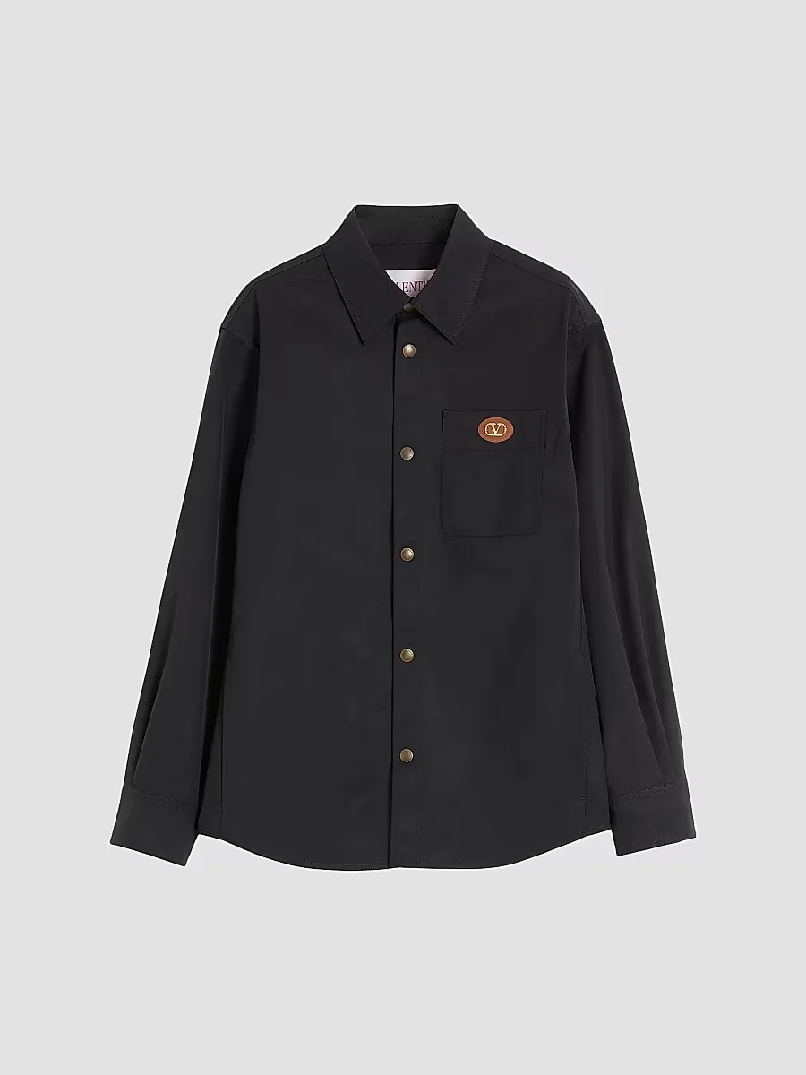 Nylon Shirt Jacket with Rubberized V Detail by Valentino