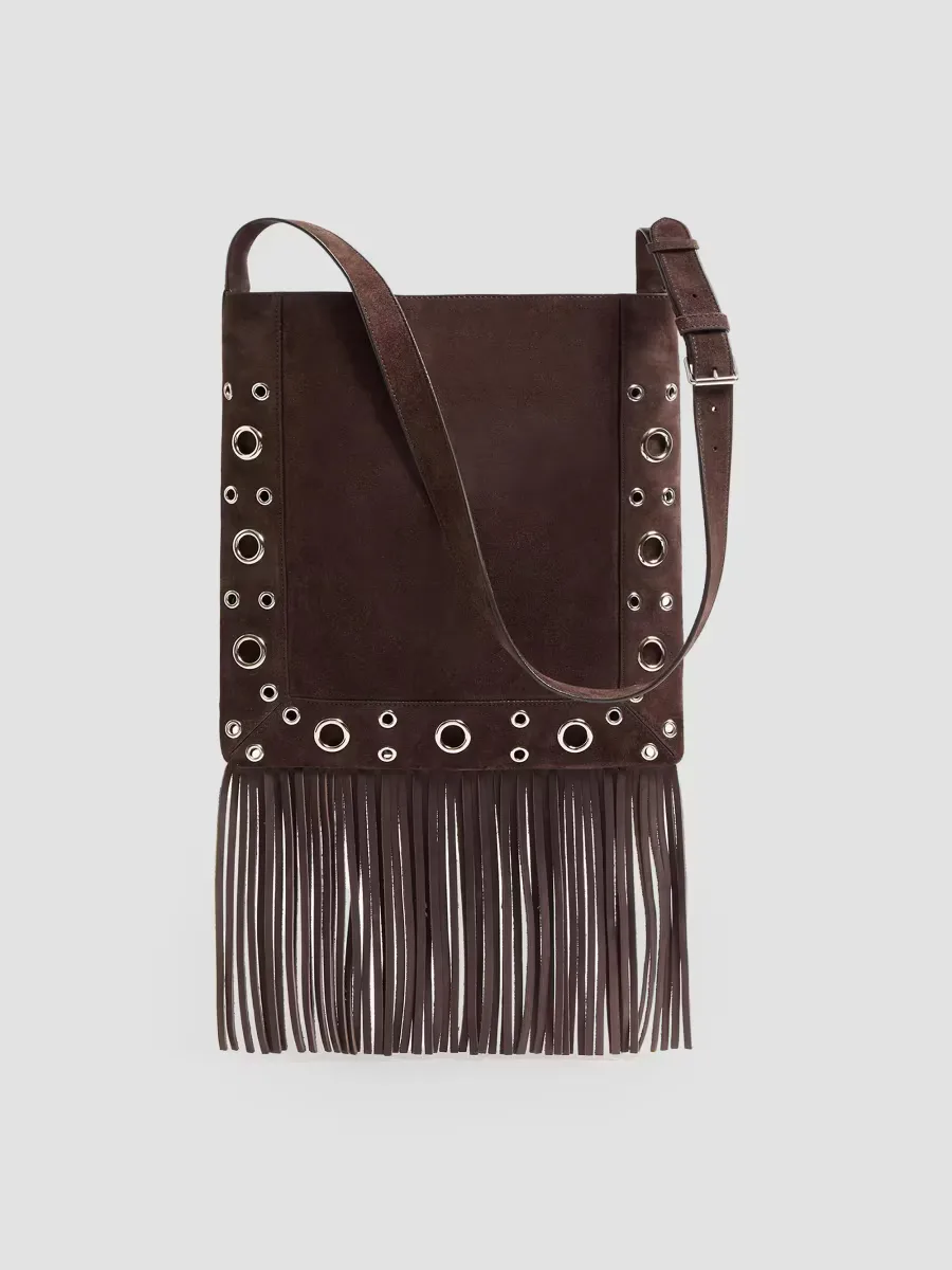Nellcôte Suede Shoulder Bag with Fringes by Valentino