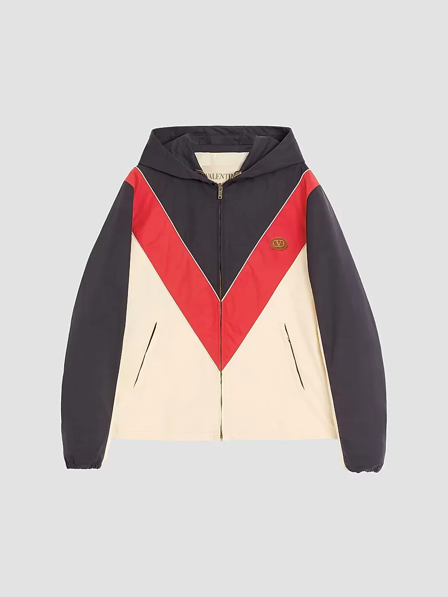 Nylon Hooded Windbreaker with VLogo Patch by Valentino