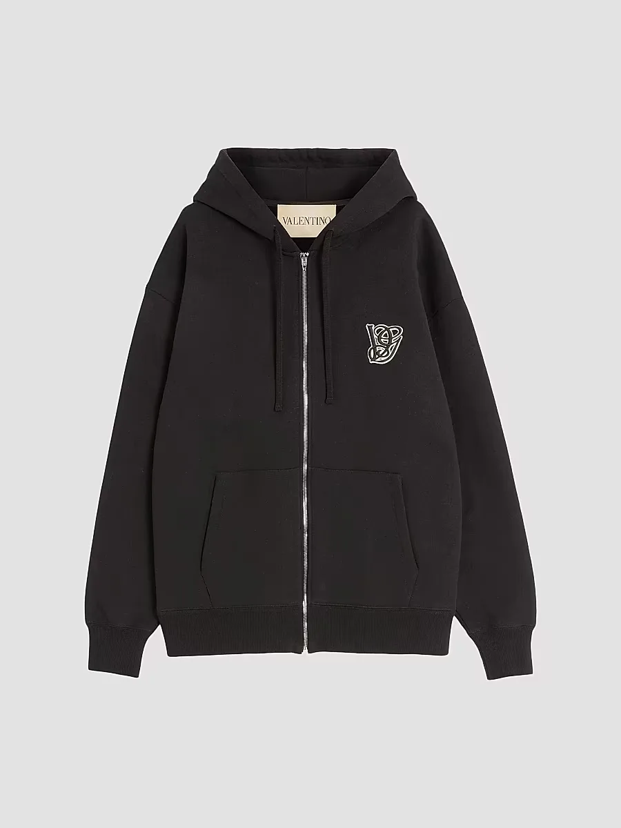 Cotton Hooded Sweatshirt with VG Patch by Valentino