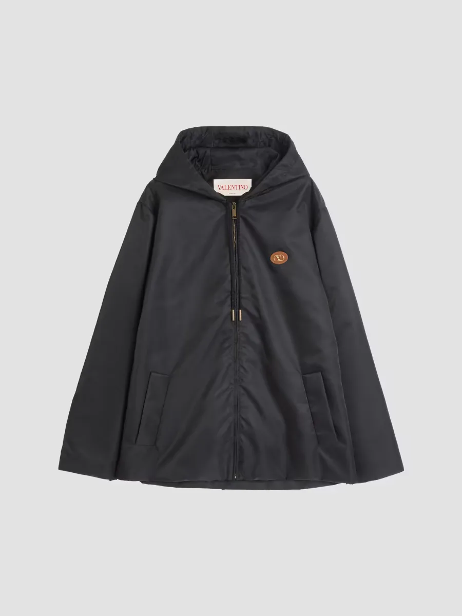 Nylon Hooded Windbreaker Jacket with VLogo Patch by Valentino