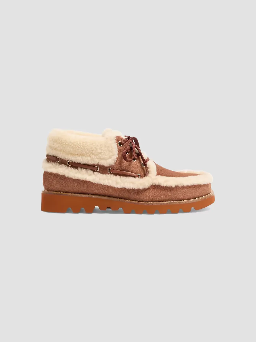 Palm Avenue Ankle Boots in Crust Leather and Wool by Valentino