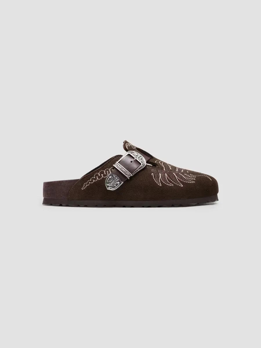 Birkenstock x Etro Botanical Suede Boston Mules by ETRO