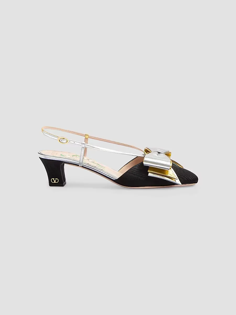 Bowow 45MM Slingback Pumps in Moire Fabric by Valentino