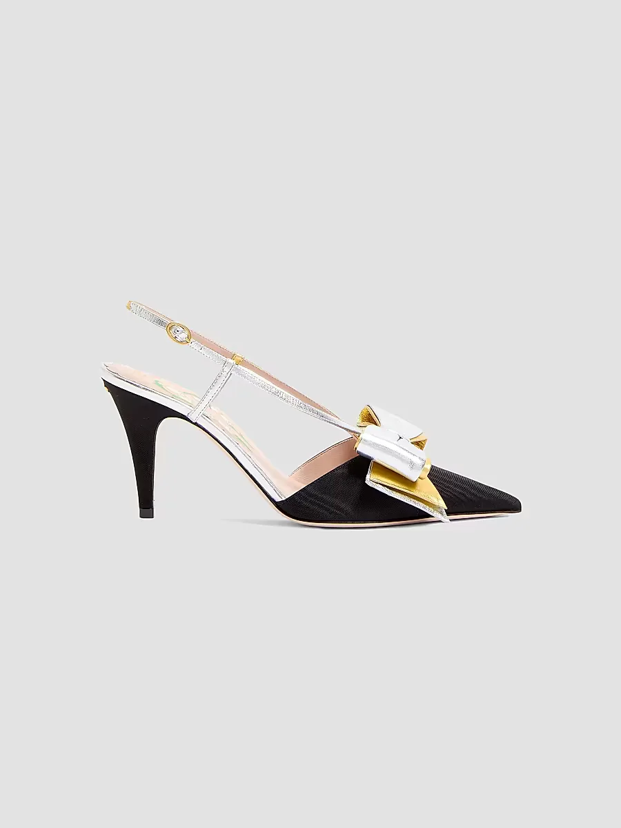 Bowow Slingback 85MM Pumps in Moir Fabric by Valentino