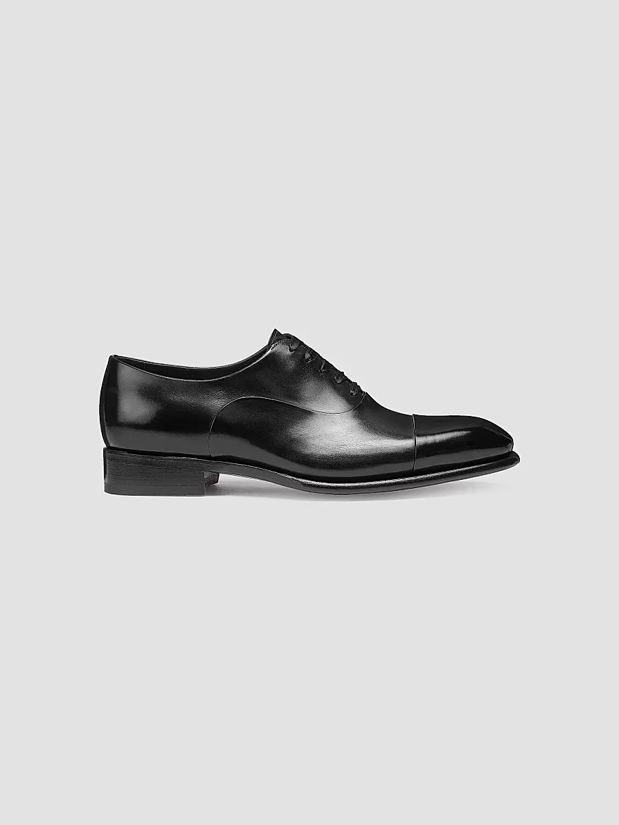 Formal Lace-Up Cap-Toe Leather Oxfords by Santoni