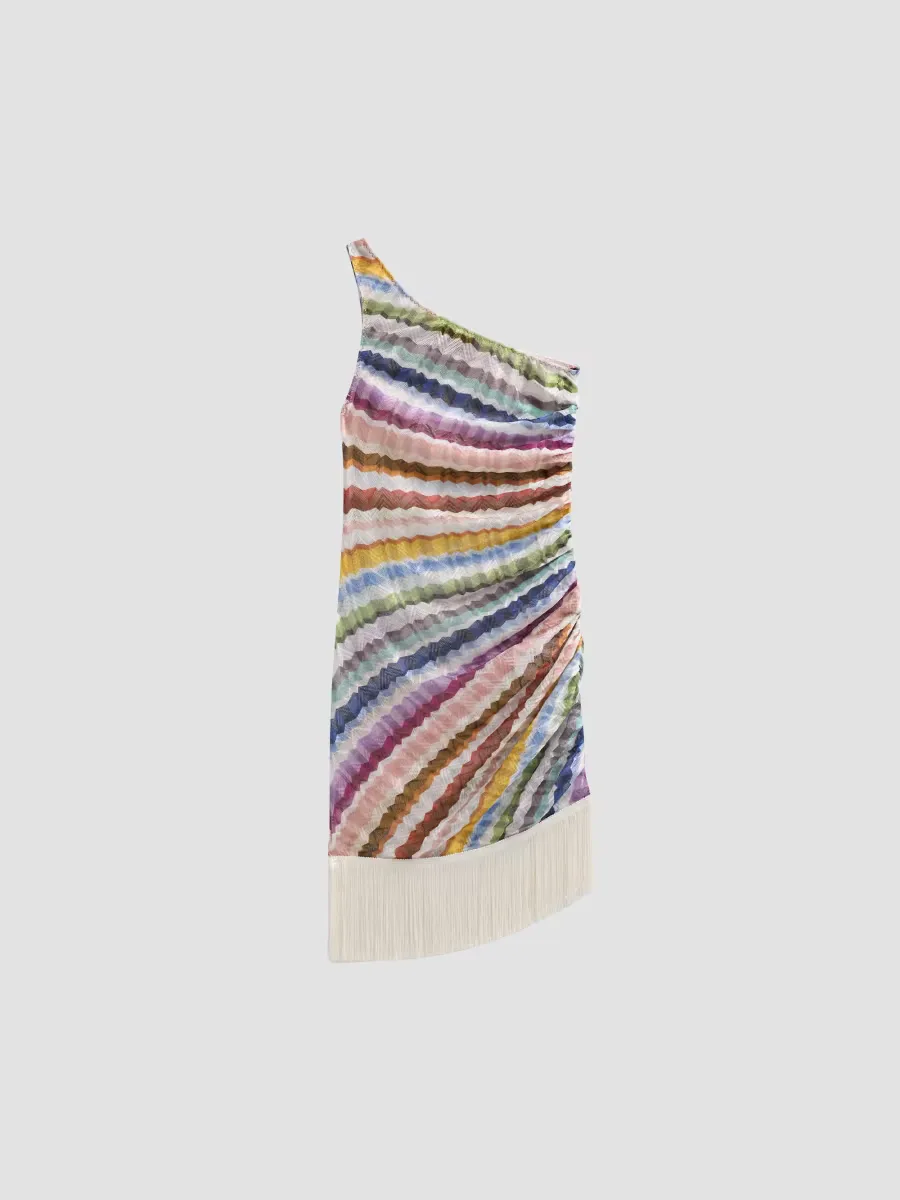 Tie-Dye Stripe One-Shoulder Mini Dress by Missoni