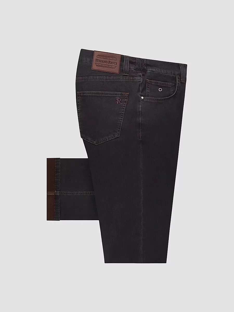 Cotton Blend Tapered Jeans by Stefano Ricci