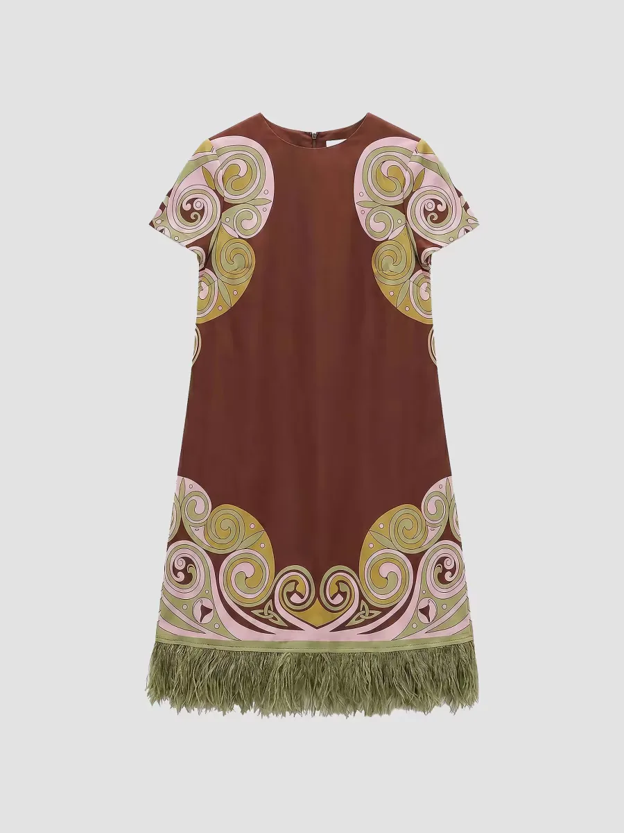Mini Swing Dress with Feathers by La Doublej