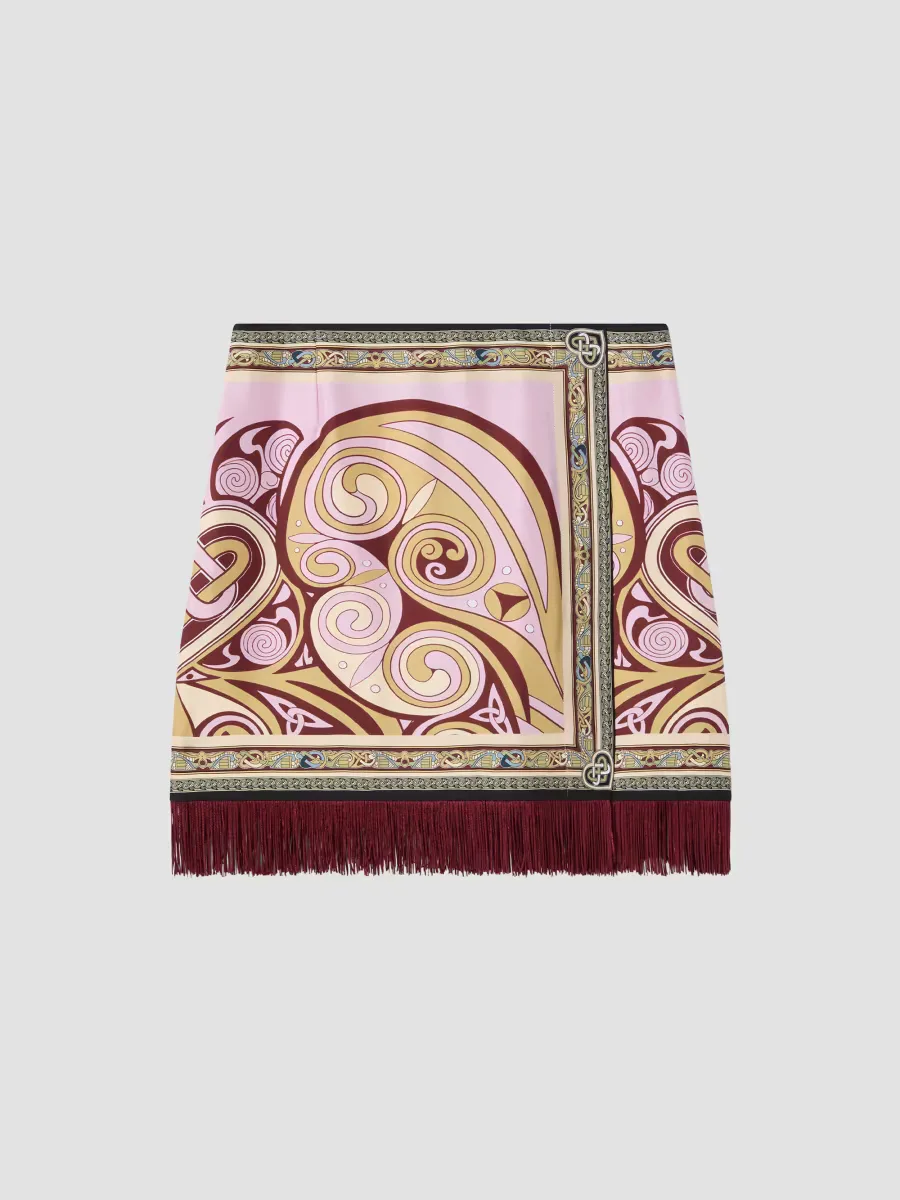 Mini Foulard Skirt with Fringes by La Doublej