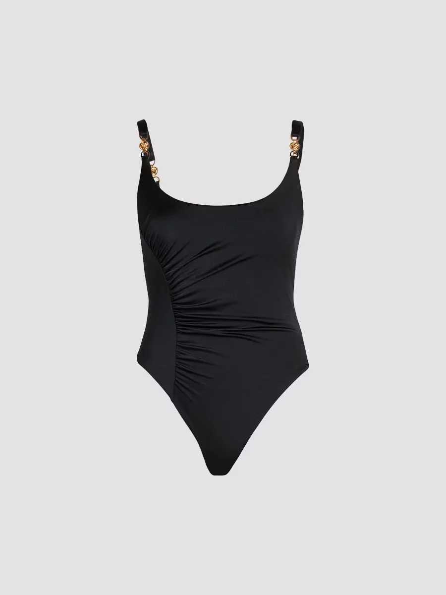 Ruched Medusa Hardware One-Piece Swimsuit by Versace