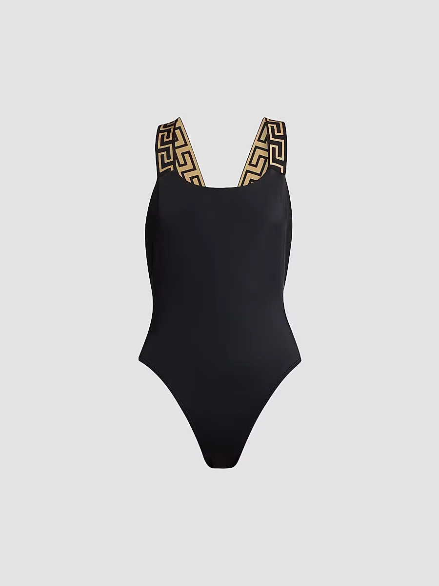 Greek Key Strap One-Piece Swimsuit by Versace