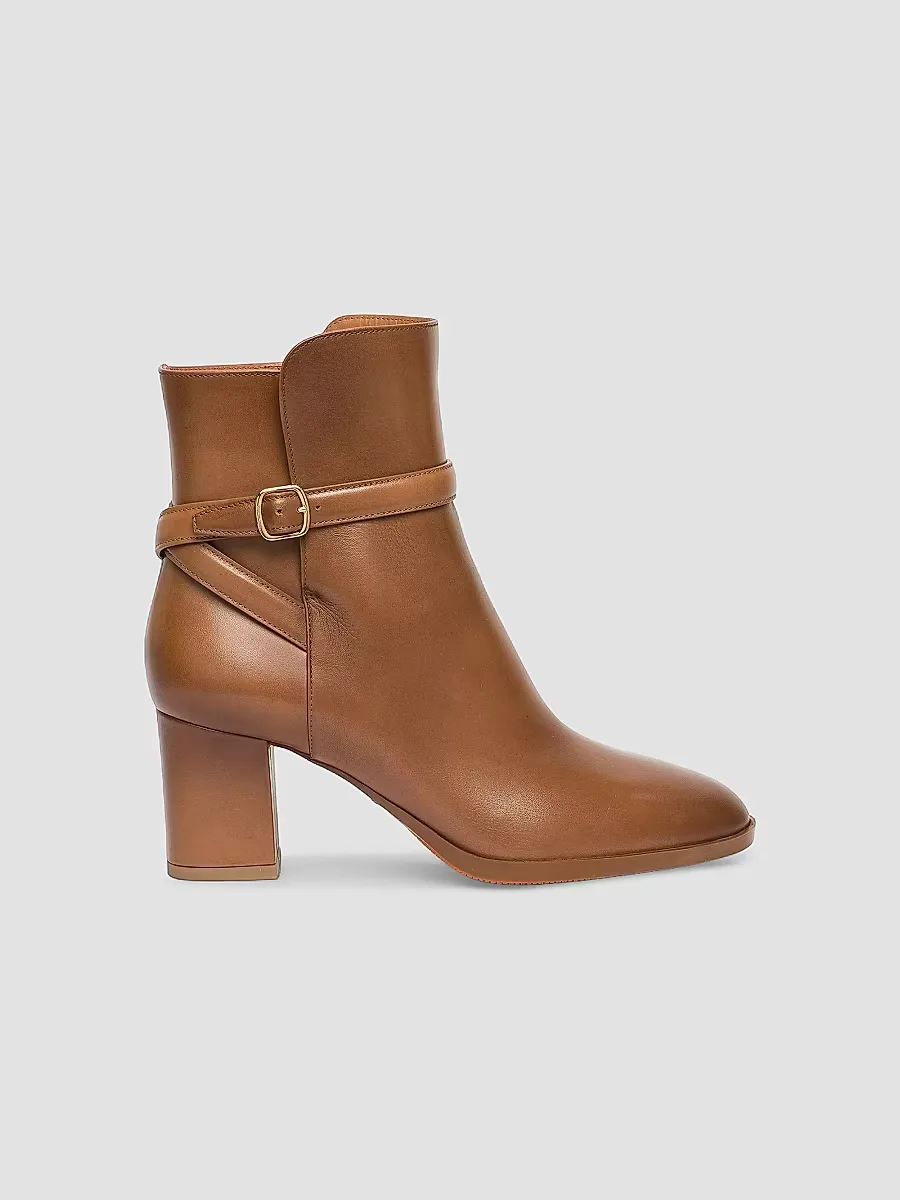 Andy 65MM Leather Block-Heel Booties by Santoni