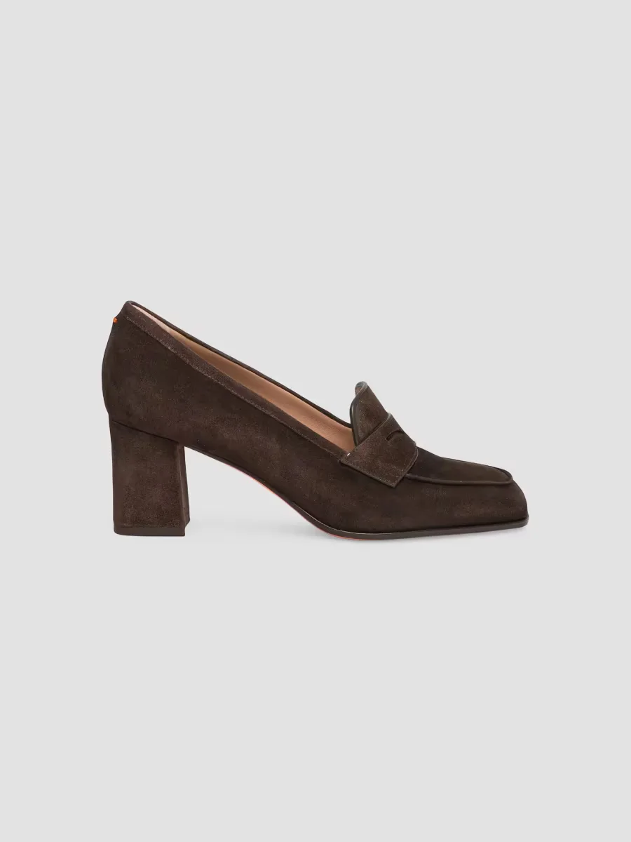 Carla 65MM Suede Penny Loafer Pumps by Santoni
