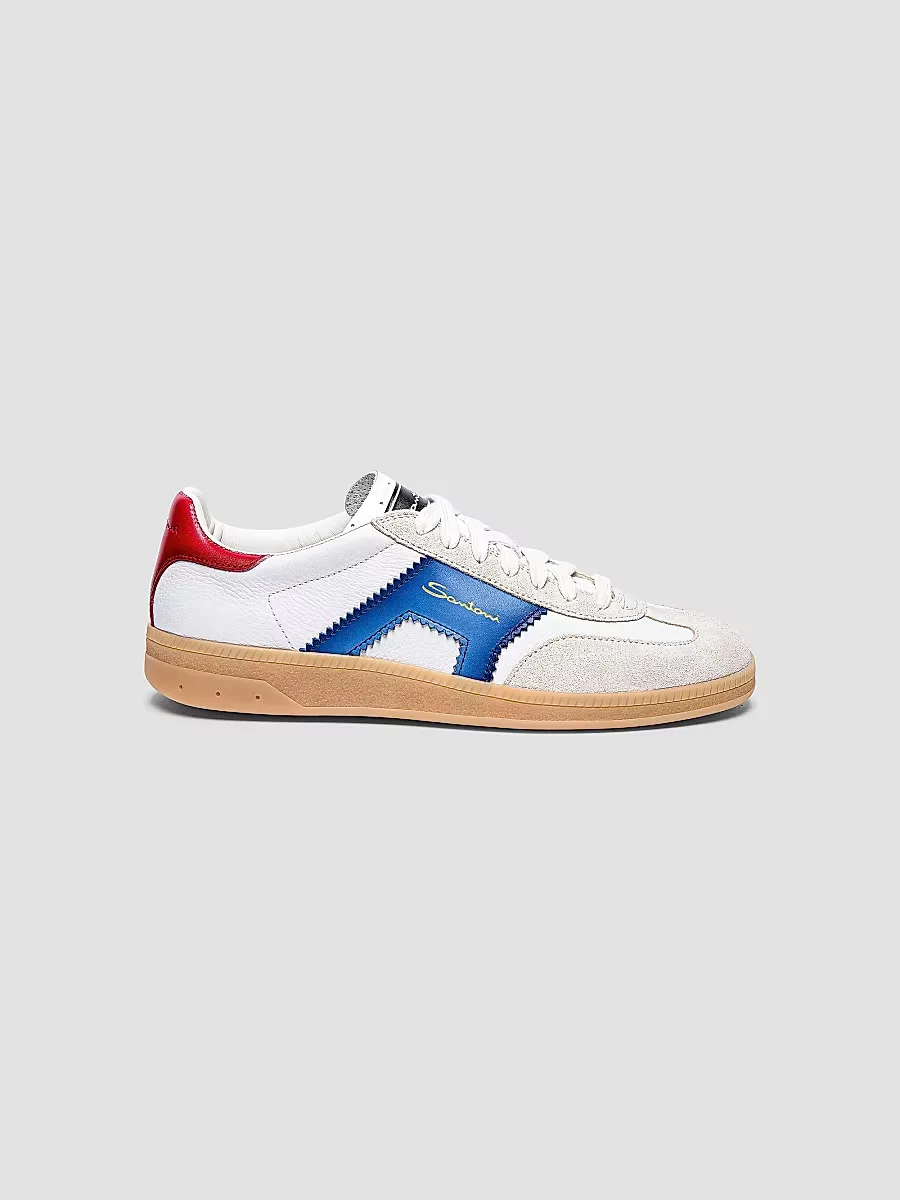 Colorblocked Leather Low-Top Sneakers by Santoni