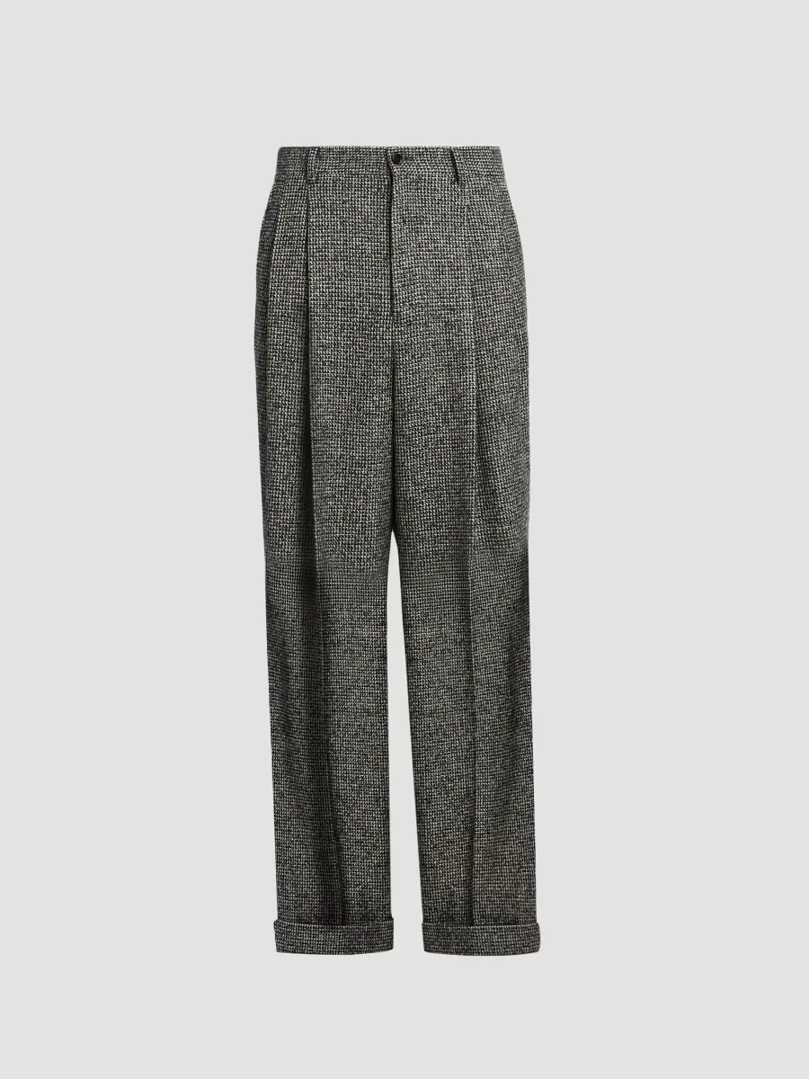 Principe Di Galles Pleated Tweed Pants by Dolce & Gabbana