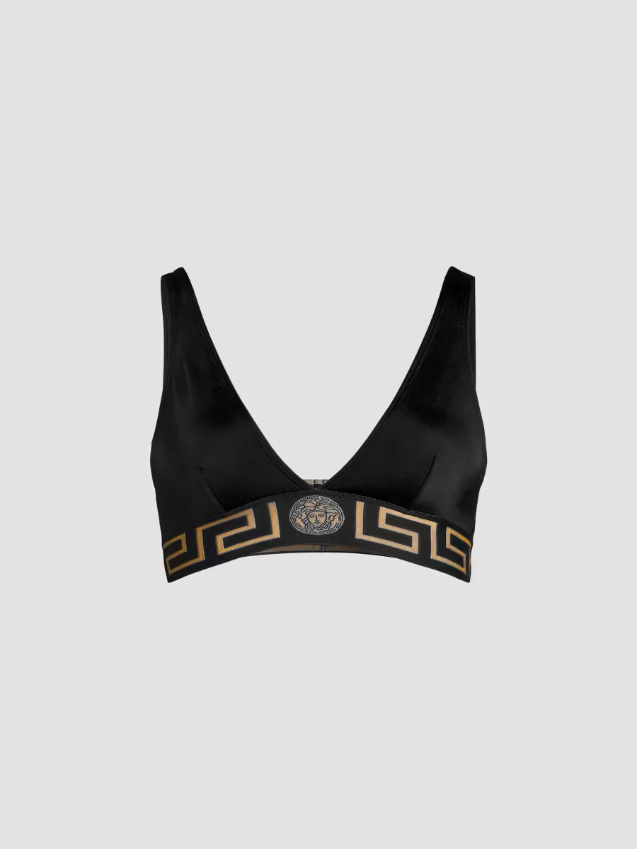 Greca Triangle Bikini Top by Versace