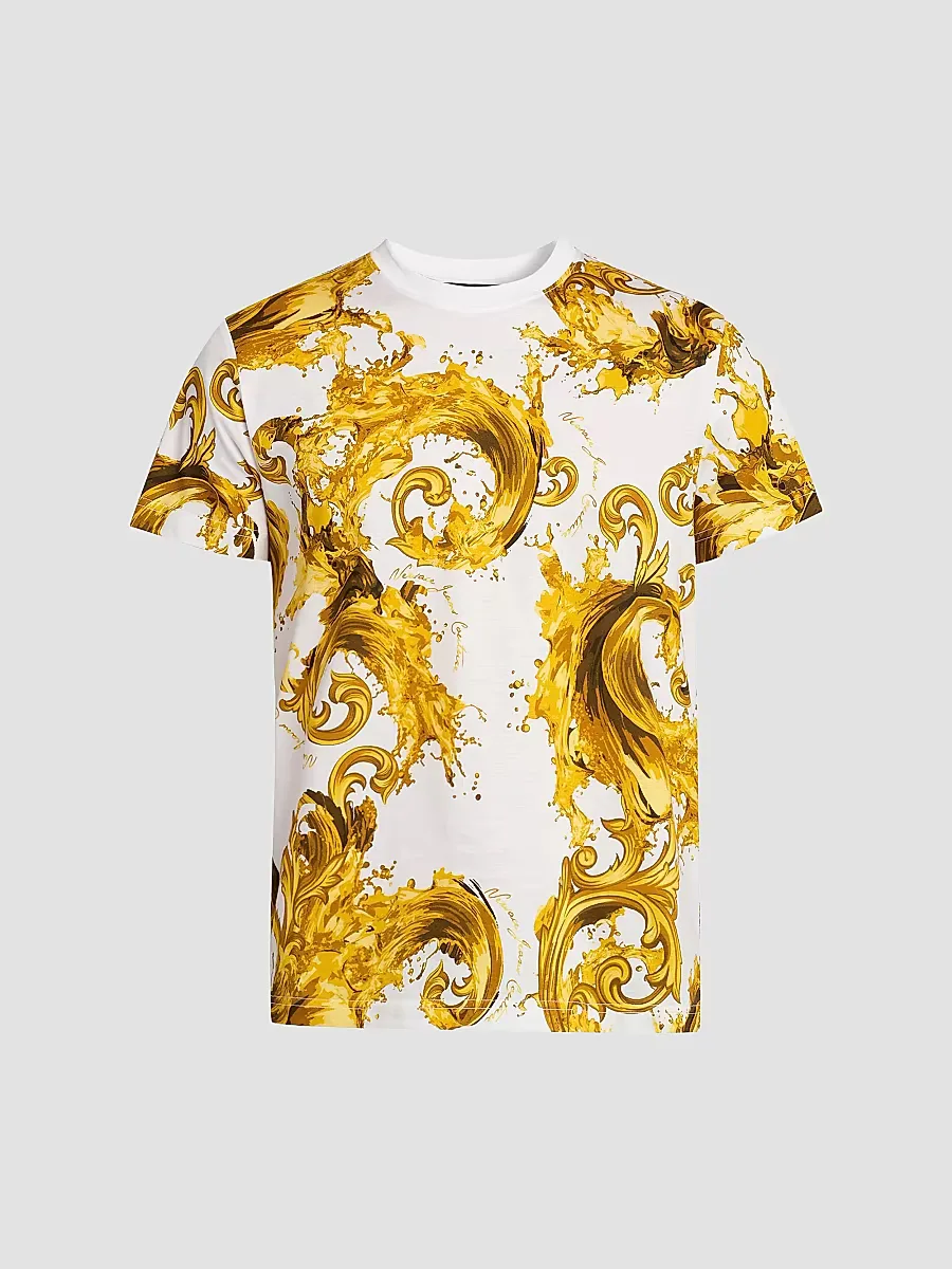 Filigree Cotton Crewneck T-Shirt by Versace Jeans Couture