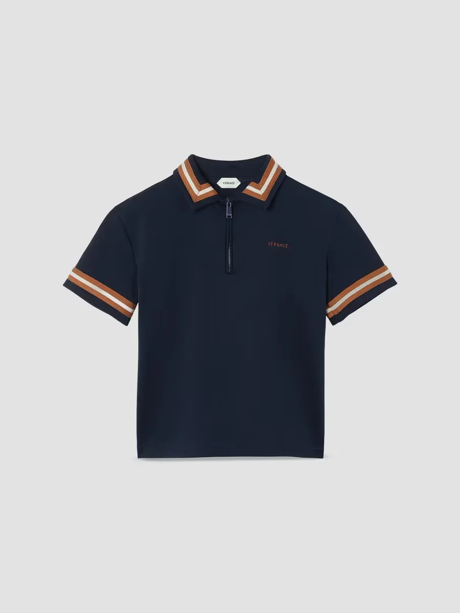 Stretch Piqu Polo Shirt by Versace