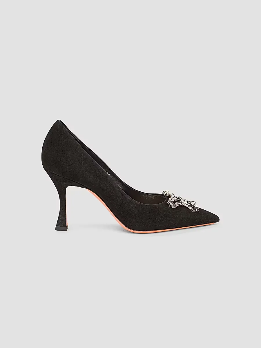 Embellished 85MM Suede Pumps by Santoni