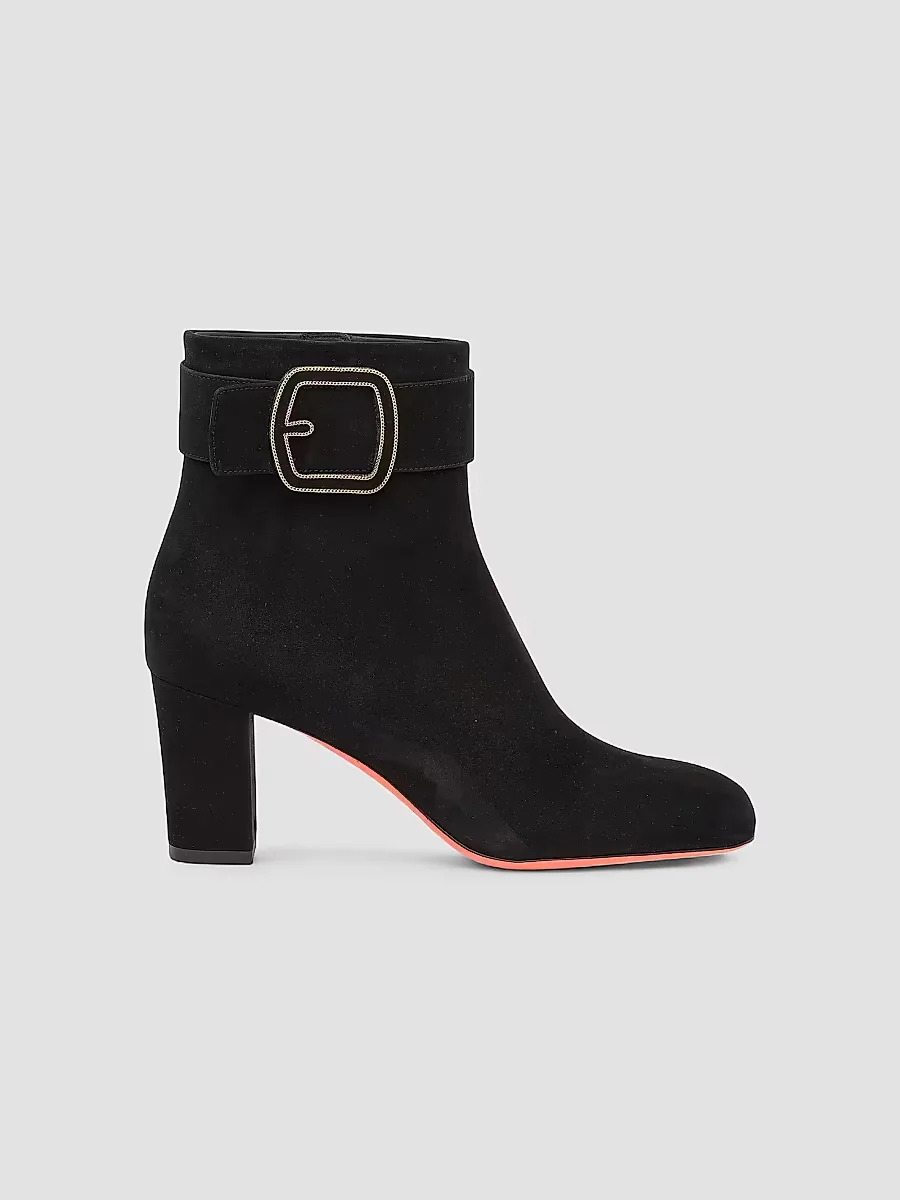 Marta 70MM Suede Buckle Booties by Santoni