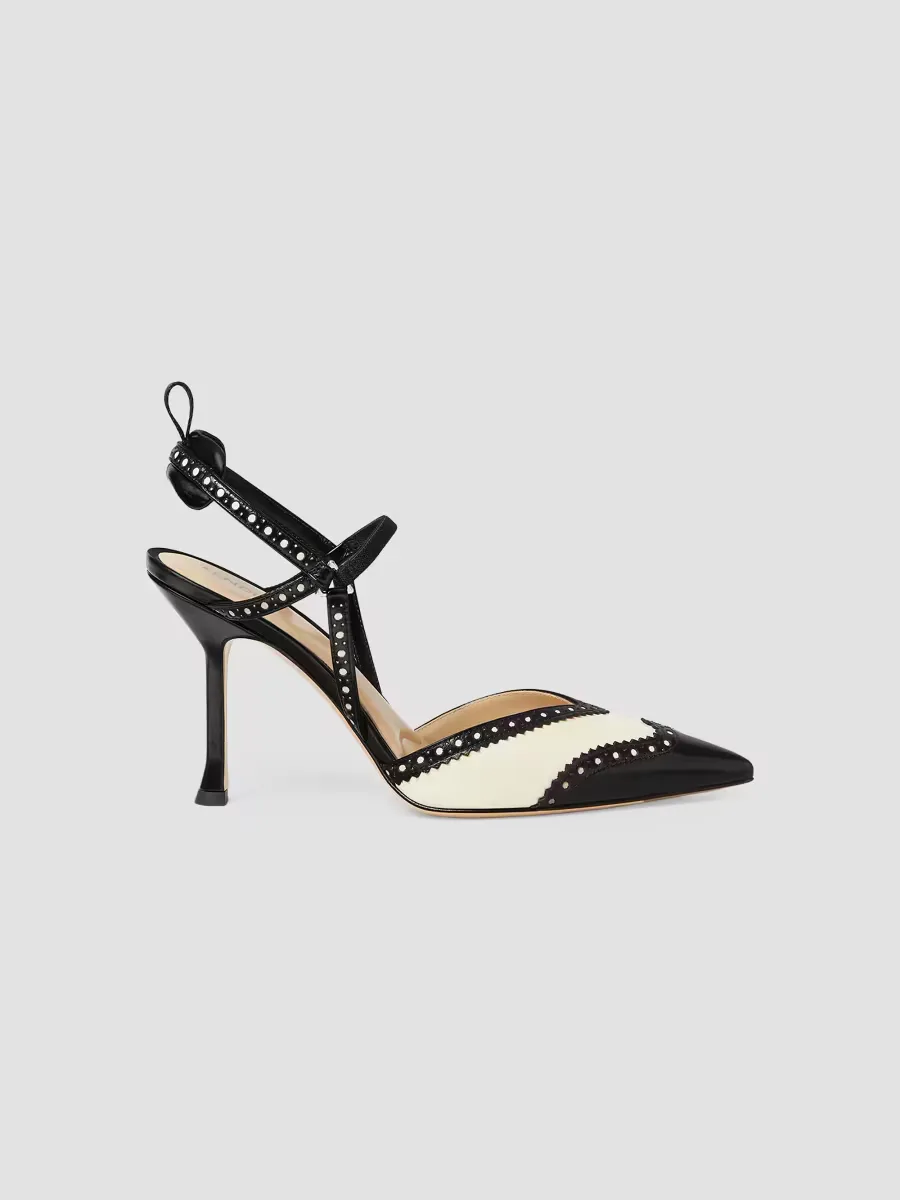 Brogue Colibri 95MM Colorblocked Leather Slingback Pumps by FENDI