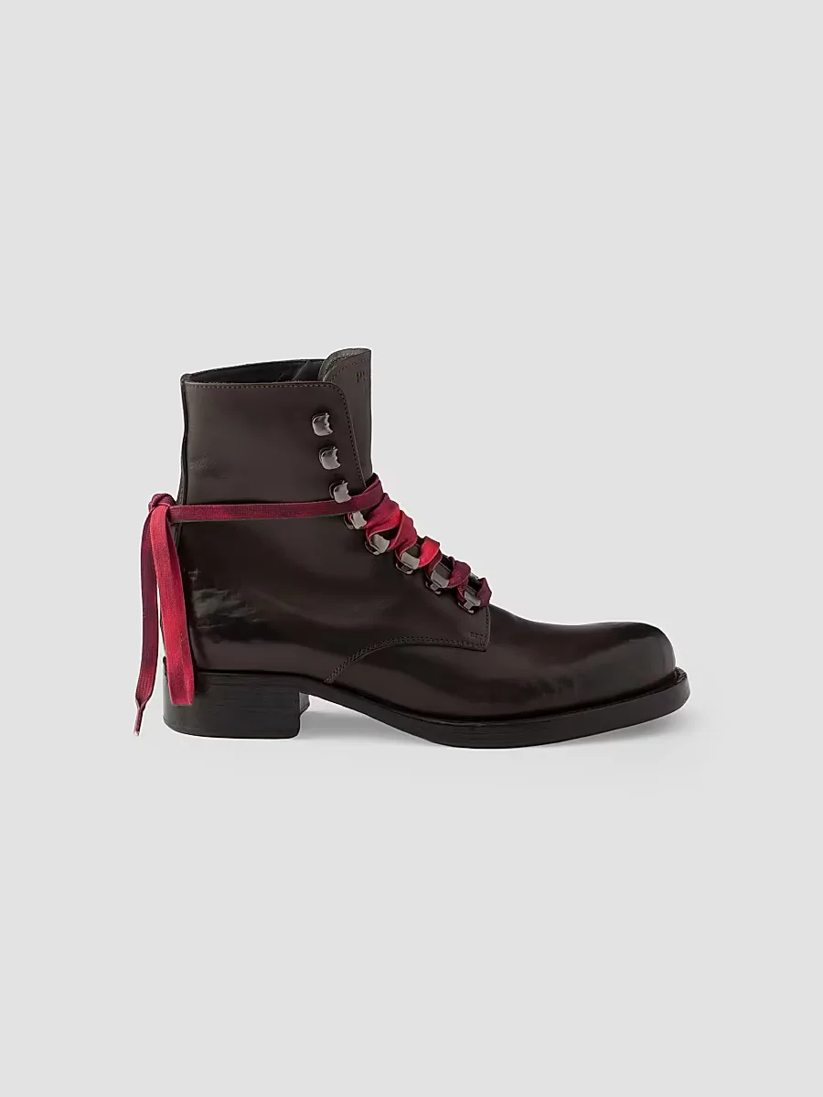 Leather Laced Booties by Prada